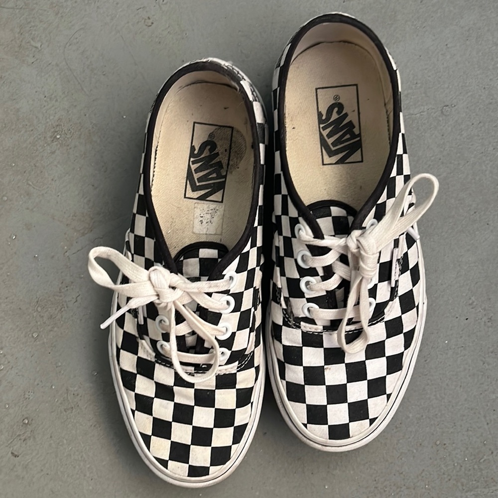 Checkered lace up vans